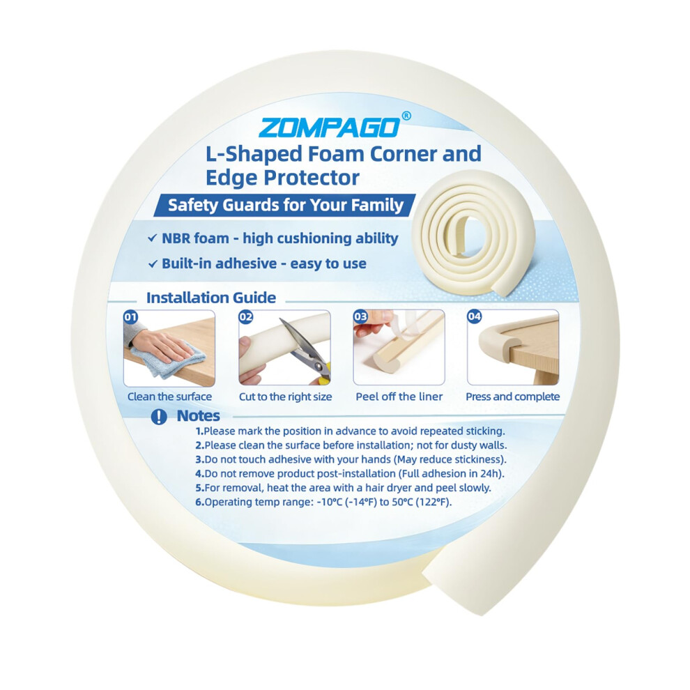 2M Baby Proofing Edge & Corner Protectors, Anti-Collision Foam Bumper Strip Zompago