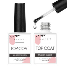 Makartt Gel Nail Polish Top Coat, 2 * 10ml No Wipe Gel Polish Clear Soak Off Nail Coat Glossy Shine Finish for Long Lasting