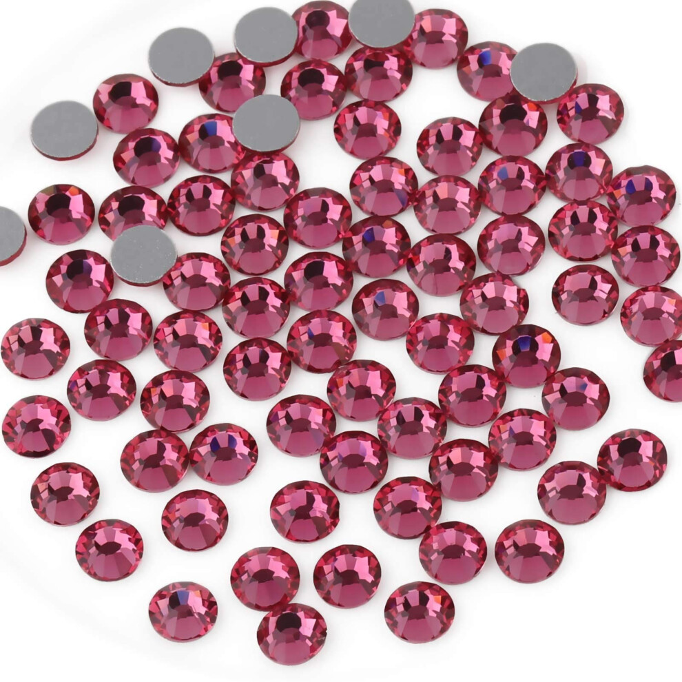 Beadsland 1440 Pcs Flat Back Crystal Rhinestones Round Gems For Nail Art And Craft Glue Fix,Rose(Ss3(1.2-1.4Mm))