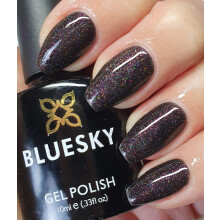 Bluesky Gel Nail Polish BLACK WITH COLORED GLITTER DC22 LOREIN DENCE RANGE Requires Drying Under UV or LED Lamp