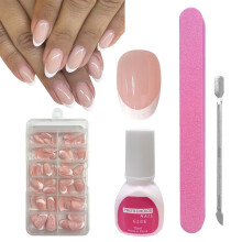 ZAHRVIA French False Nails -Press On Nails Short Round - Fake Nail White Tip French False Nail Kit