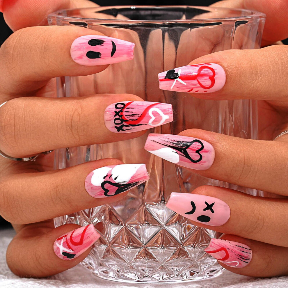 Sethexy Handmade Long Coffin False Nails Aurora Gradient Fake Nails Rhinestone Glitter Glossy Press On Nails Crystal Acrylic Sparkle Salon Quality