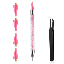 Prasacco Rhinestone Picker Tool, Rhinestones Applicator Rhinestone Picker Dotting Wax Pen Dual-Ended Rhinestones Applicator Nail Art DIY Tools with 4