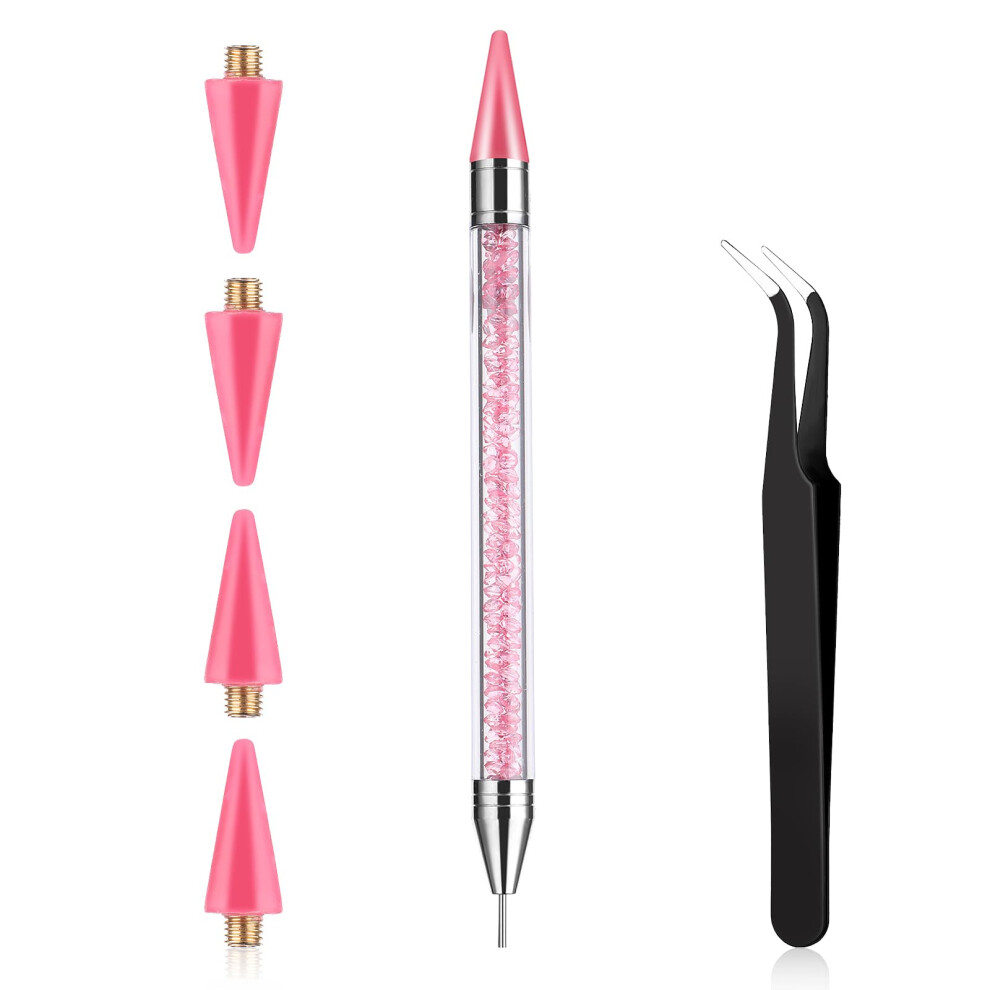 Prasacco Rhinestone Picker Tool, Rhinestones Applicator Rhinestone Picker Dotting Wax Pen Dual-Ended Rhinestones Applicator Nail Art Diy Tools With 4