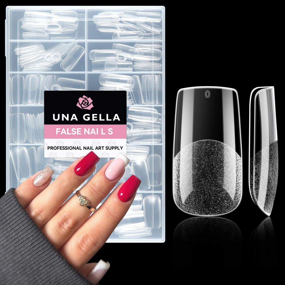 Una Gella Medium Square Nail Tips: 216Pcs Square Press On Nails Pre-Shape Clear Nails Tips For Full Cover Acrylic French False Nails For Nail