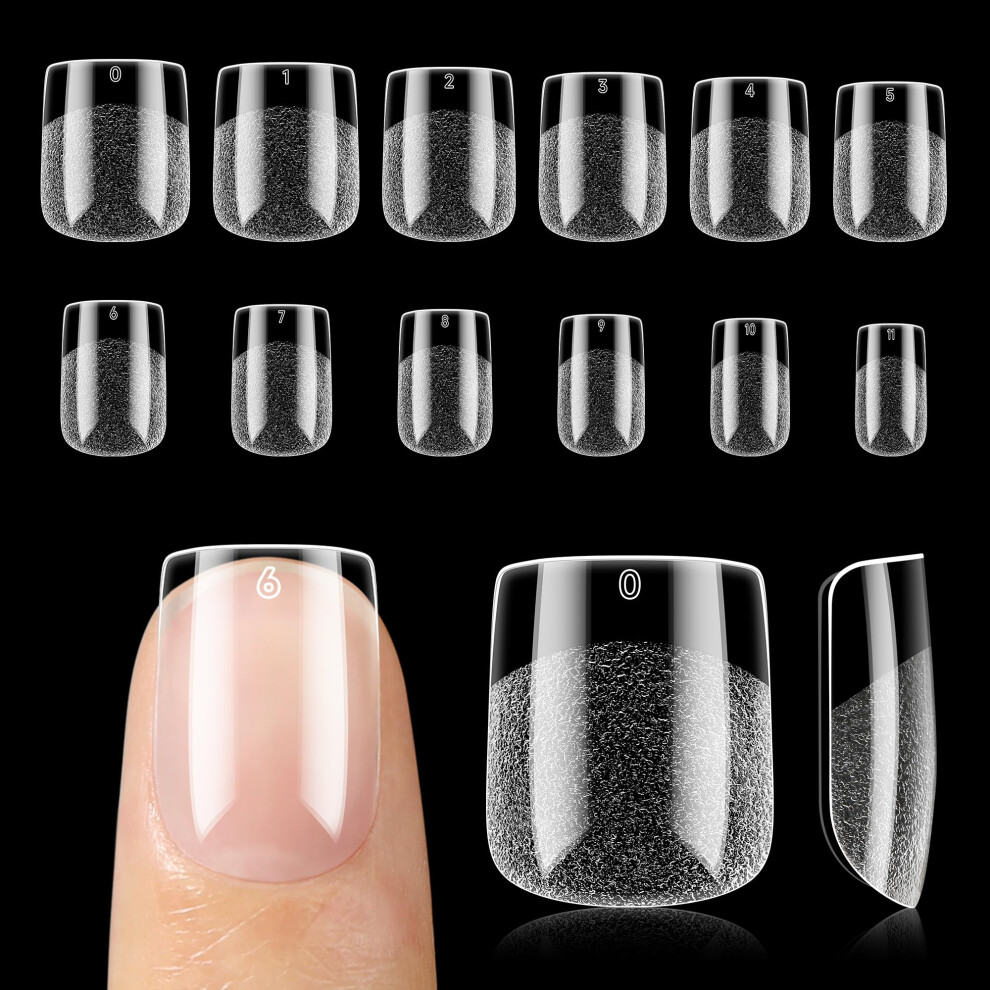 Una Gella Nail Tips Square: Pre-Etched Matte Extra Short Square Soft Gel Nail Tips Full Cover 120Pcs False Fake Nails Tips For Acrylic Nails Clear