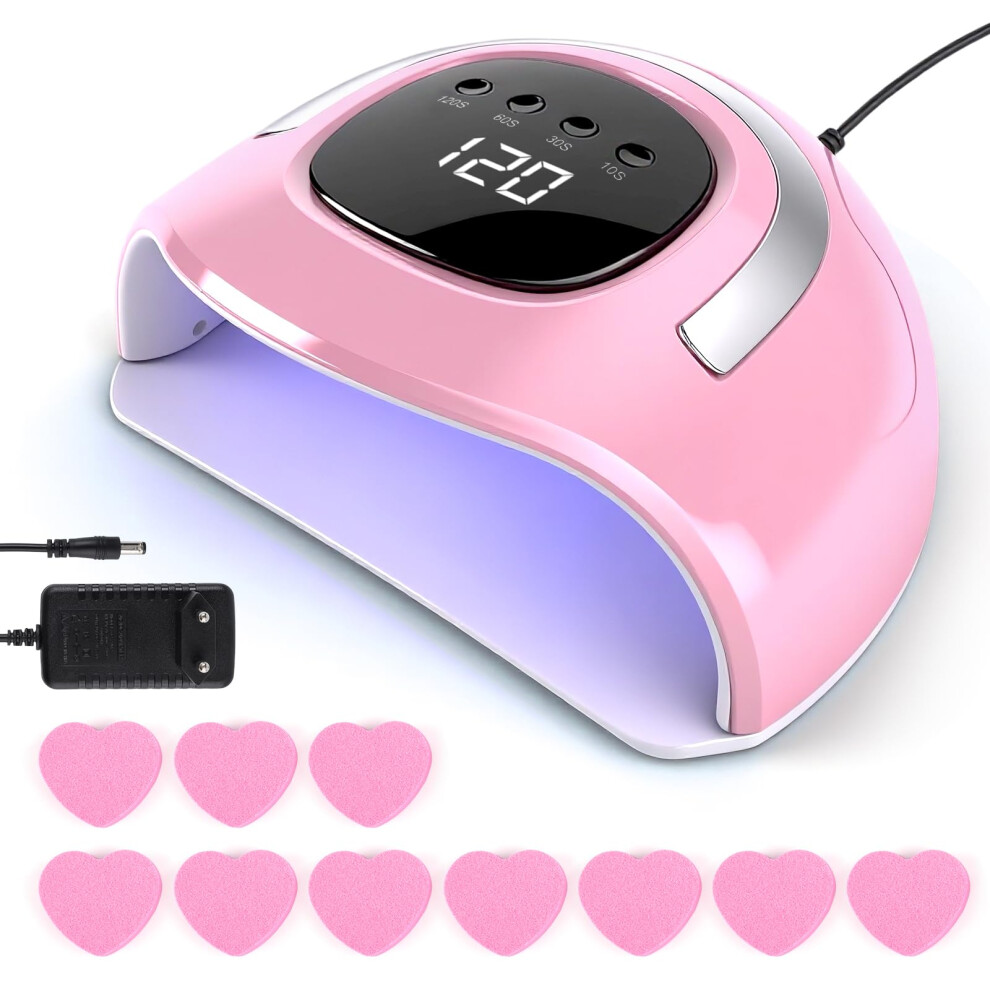 Angnya Light Led Uv Nail Lamp, 162W Fast Curing Uv Nail Dryer With 4 Timers & Auto Sensor For Gel Polish/Builder/Glue Gels Fingernail And Toenail