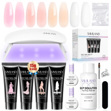 SAVILAND Color Artistry Poly Nail Gel Kit: Quick-Sart 4PC Sheer Color Polygel Nail Kit with Quick Dry Slip Solution Long-Wear Jelly Nails Non-Greasy
