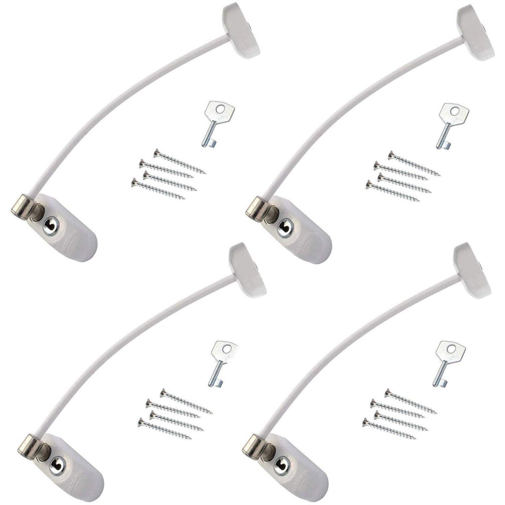 Max6mum Security Window And Door Restrictor For Baby And Child Safety - (4 Pack) White Uap Security