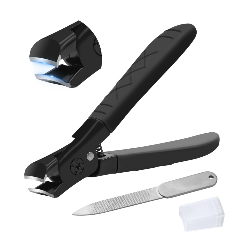 Leikedun Nail Clippers For Thick Nails, Toenail Clippers For Thick Nails, Wide Jaw Nail Clippers With Metal Nail File And Bag,Heavy Duty Toe Nail Clippers For