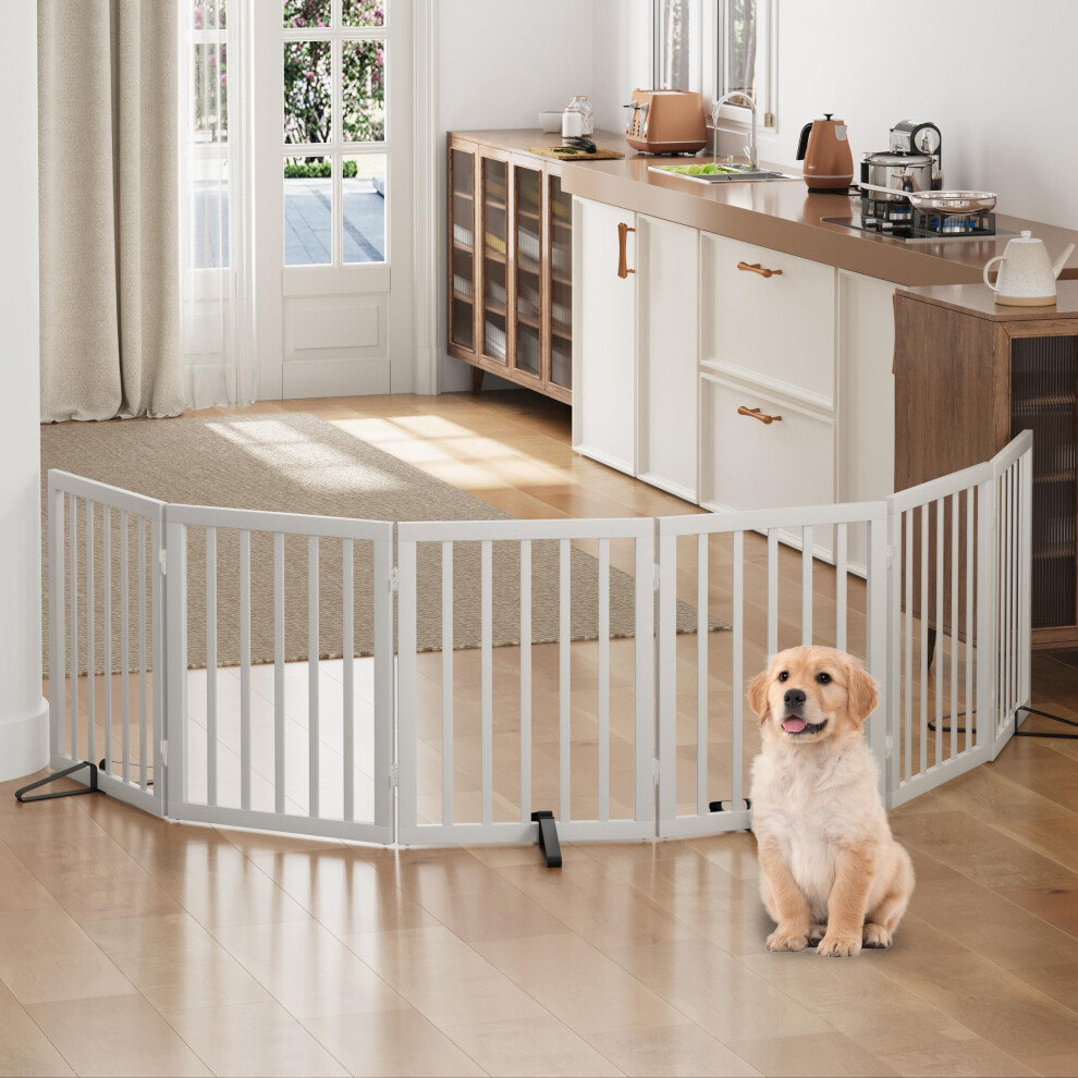 Dog Gates For Doorways, Foldable Dog Gate Indoor, Freestanding Pet Gates For Doorways Bedroom, Puppy Gate With Metal Support Feet Algherohein