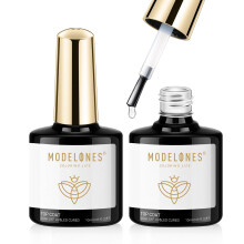 Modelones Gel Top Coat, 2Pcs 10ml Clear Glossy Finish No Wipe Top Coat, Long Lasting for Gel Nail Polish & Acrylic Nails