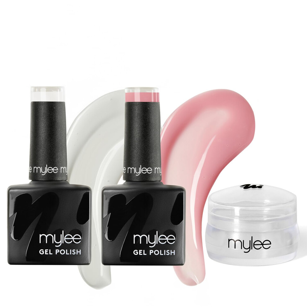 Mylee French Me Kit With Stamper Â Salon Quality French Manicure At Home, Includes White & Nude Gel Nail Polish + Clear Silicone Stamping Tool