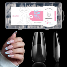 528 Pcs Medium Coffin Nail Tips for Gel Extensions, Medium Ballerina Half Matte Full Cover Fake Nails for Manicure Salon Arts DIY Home (12 Sizes)