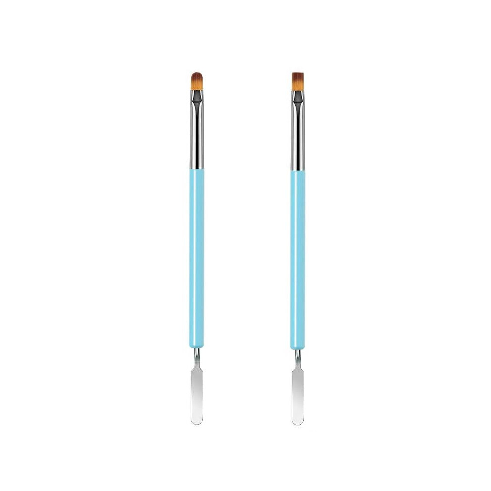 Zeohbety Purple Nail Brushes, 2Pcs Nail Art Brushes, Dual-Ended Polygel Brush & Picker Tool, Magic Extender Gel Tool For Uv/Led Nail Art, Acrylic Nails Extension