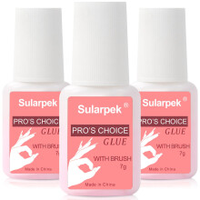 Sularpek 3 PCS Extra Strong Nail Glue, 7ML Brush-On Gel for Applying Artificial Nail Tips, Manicure
