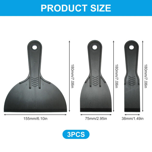 Brilovent 3pc Versatile Plastic Scraper Set - Putty Scraper, Flexible Putty Filler Scraper Tools for Spackling, Patching, Smoothing and Filling 1