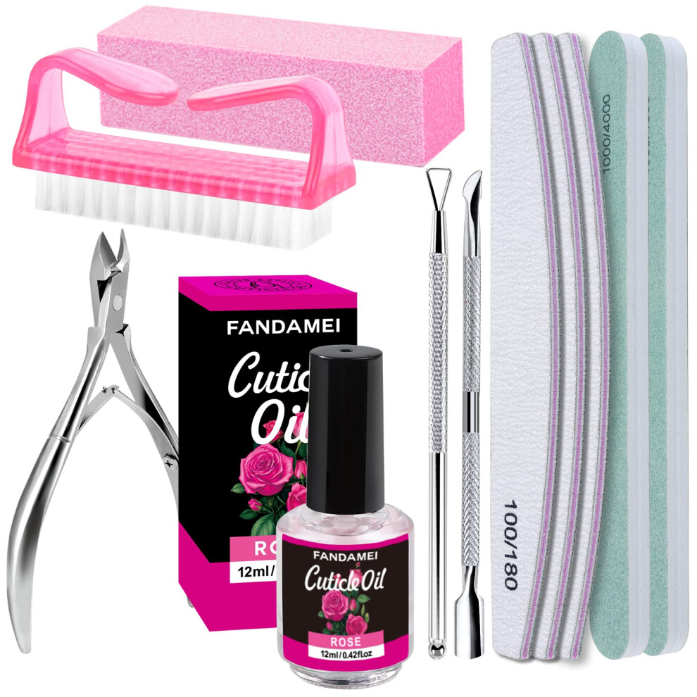 Fandamei Nail Buffers And Files, Manicure Tools Kit With 3Pcs Nail File, 2Pcs Nail Buffer, Rectangular Nail Buffer Block, Cuticle Nippers