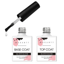 Makartt Top Coat and Base Coat Set - 2 Piece 15ML No Wipe Shine Finish Long Lasting Soak off Gel Nail Polish for Nail Art Easy Application