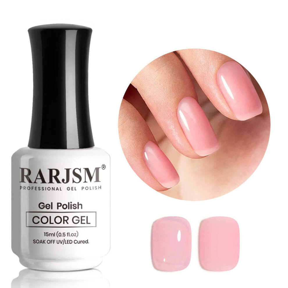 Rarjsm Pink Translucent Gel Nail Polish Soak Off Clear Sheer French Manicure Nude Jelly Nail Gel Polish Varnish Curing Requires 1Pcs 15Ml For