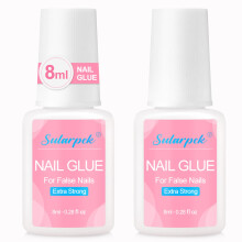 Sularpek 2Pcs Nail Glue, 8ml With Brush for Repair, Strong Acrylic Adhesive, Professional False Nail Gel, for Broken Nails Long Lasting