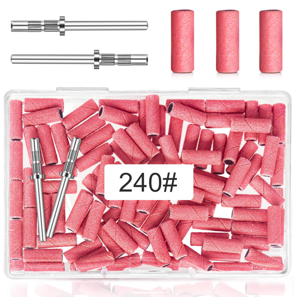 Meteorock 100 Pcs Small Sanding Bands For Nail Drill - 240 Grit, Extreme Fine Sanding Bands With 3.1Mm Mandrel Bit For Natural Nails, Acrylic