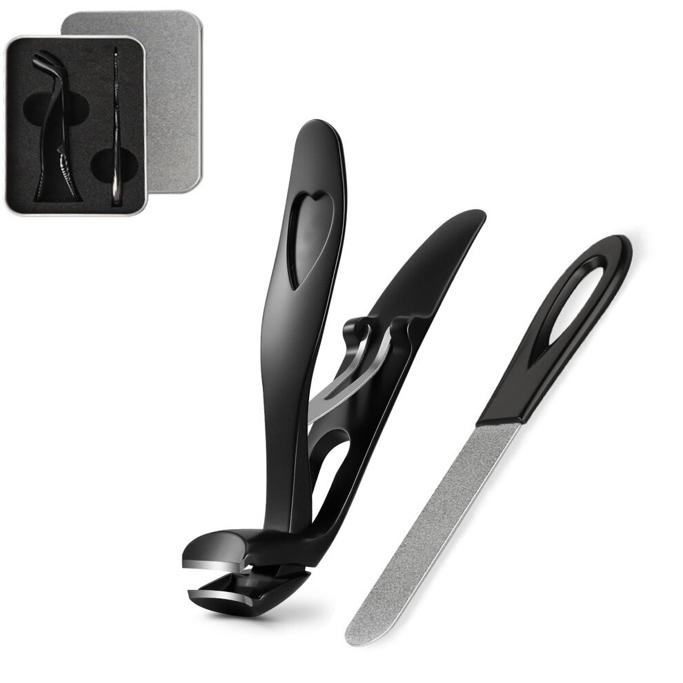 Yenlk Angled Head Nail Clippers For Thick Nails, Ergonomic Toenail Clipper, Premium Steel Nail Cutter Trimmer With Catcher For Seniors/Pregnant Women