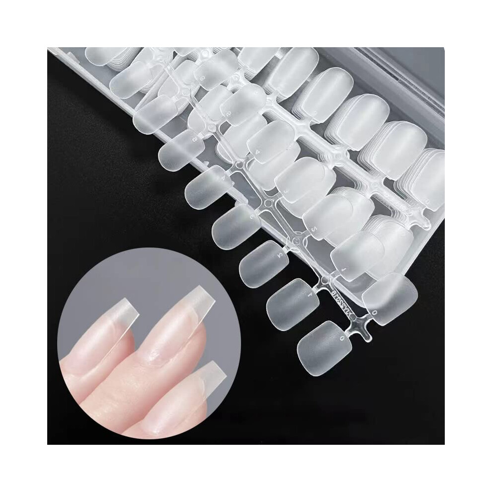 Skexiod Short Aquare Nail Tips -240Pcs Soft Gel Full Cover Nail Tips For Gel Extensions Matte False Press On Nails Manicure Salon Diy At Home