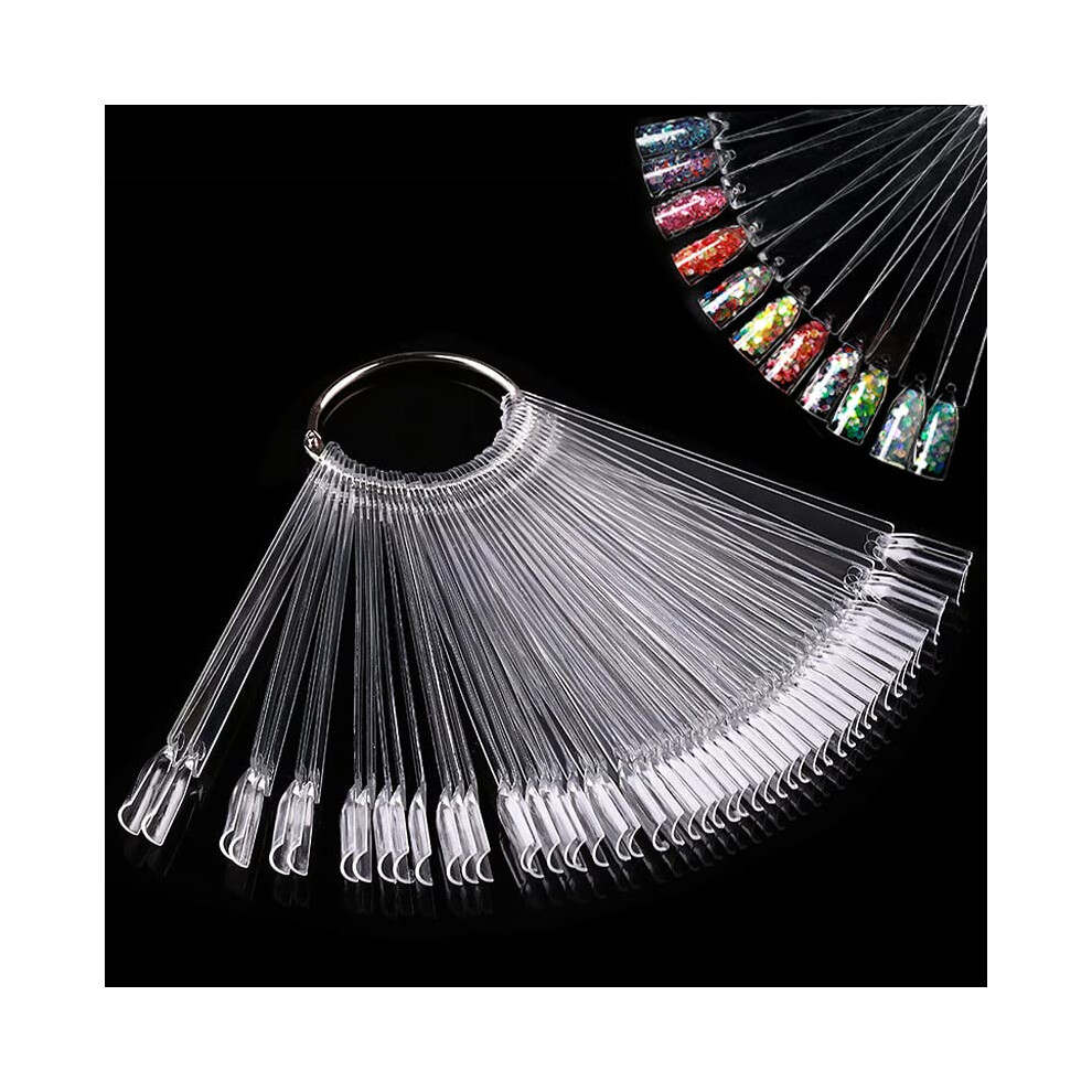 Shakeel Nail Colour Display" Clear Nail Swatch Sticks, Salon Nail Display Tips, Nails Samples Sticks For Nail Art Design Nails Practice | Fan Shape