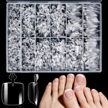 550 Pieces False Toenail Tips Set, 11 Sizes Acrylic Artificial Toe Nail, Full Cover Fake Toenails Short