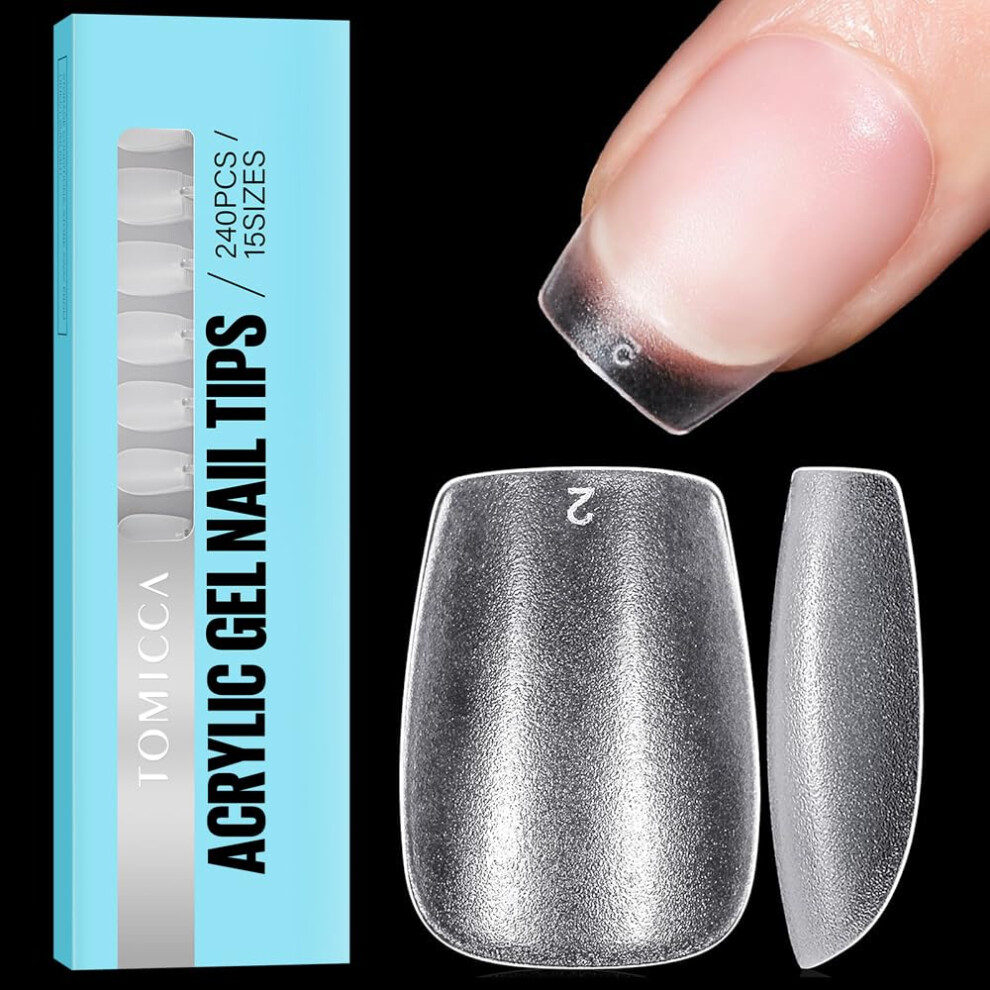 Tomicca Extra Short Coffin Nail Tips, Clear Nail Tips Natural False Nails Coffin French Acrylic Nails Artificial Nails Tips For Girls Women