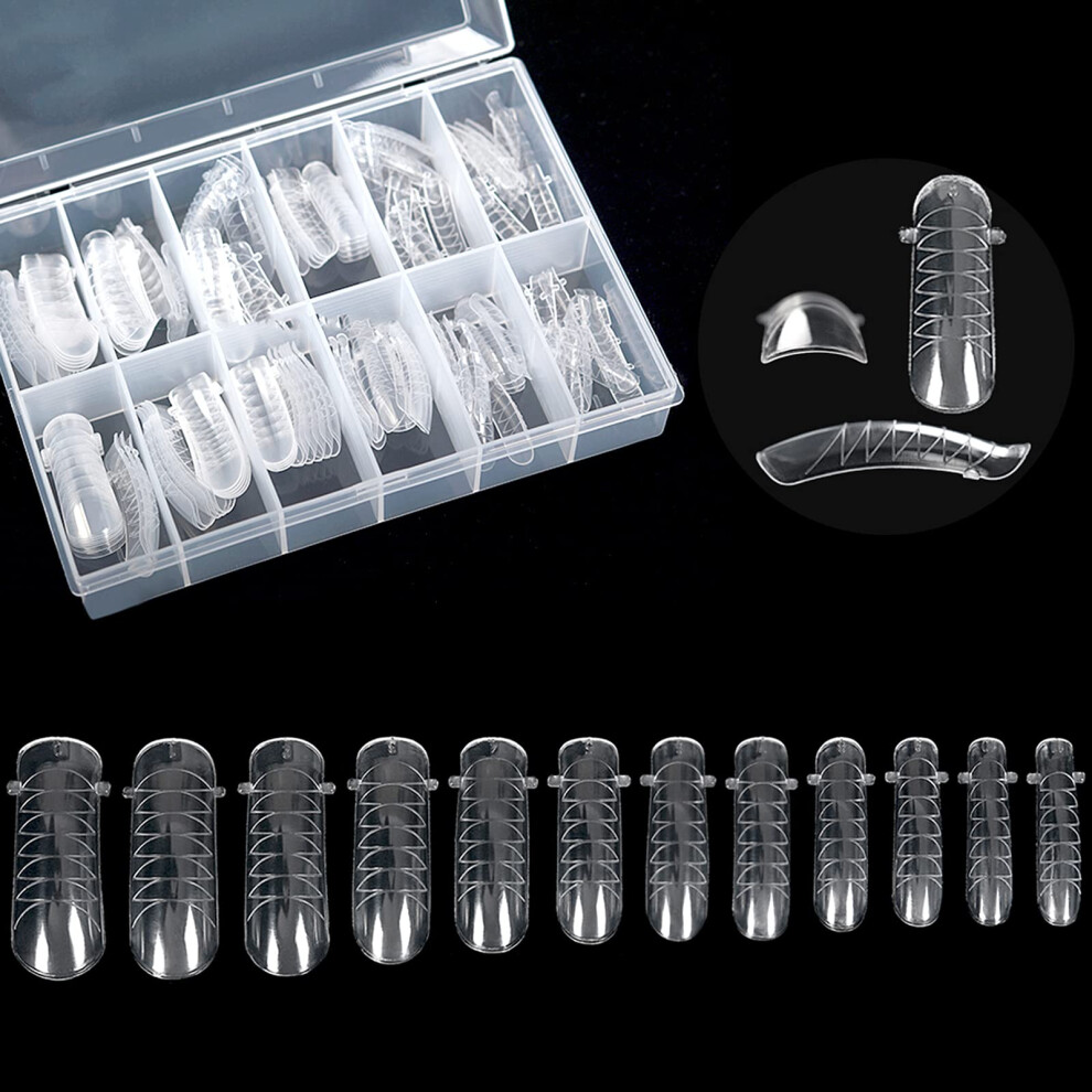 Kads 120Pcs Clear Full Cover Dual Nail System Form Uv Gel Acrylic Nail Art Mold Artificial Nail Tips With Scale For Extension (Model 3)