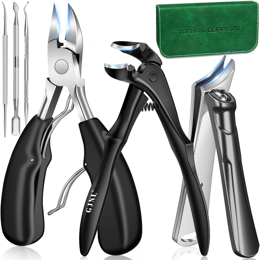 Gjnl Toenail Clippers For Seniors Thick Toenails, Long Handle Toe Nail Clippers With Angled Head