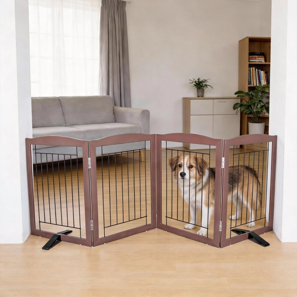 Sfjc Dog Fence Indoor,Dog Gate Indoor For Doorway Pet Gate -4-Panel Freestanding, Hallways