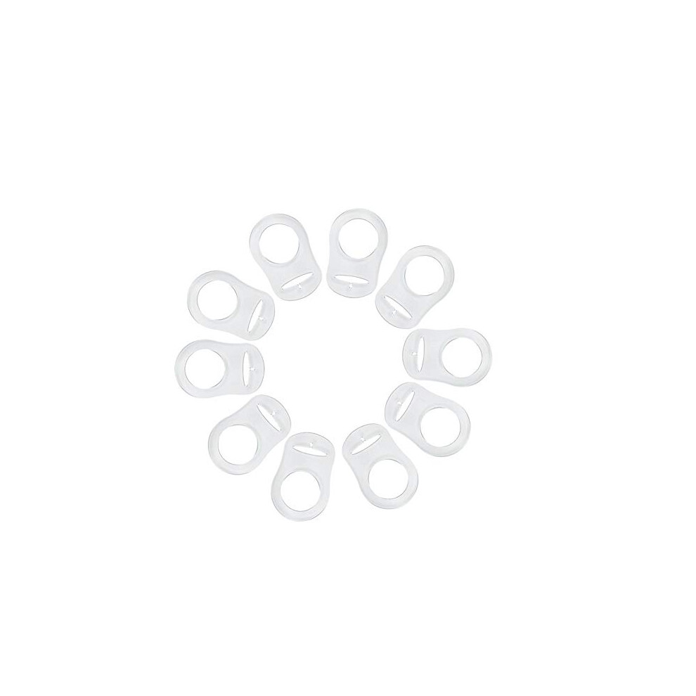 10Pcs Baby Dummy Pacifier Holder Clip Ring Button Style Pacifier Adapter Soft Silicone Baby Pacifier Clips Holders Dummy Clips Adapter(Clear) Zerodis