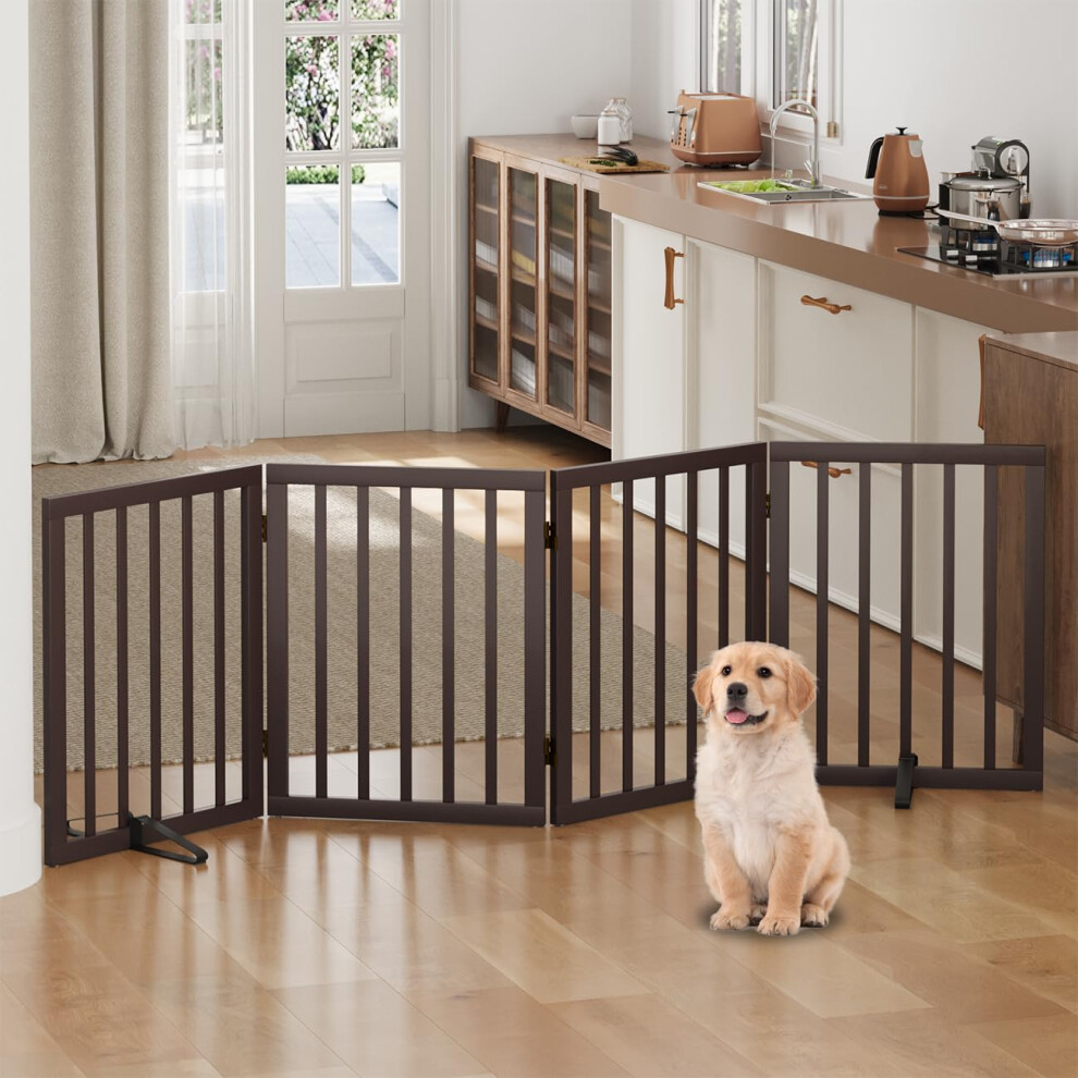 Dog Gates For Doorways, Foldable Dog Gate Indoor, Freestanding Pet Gates For Doorways Bedroom, Puppy Gate With Metal Support Feet Algherohein