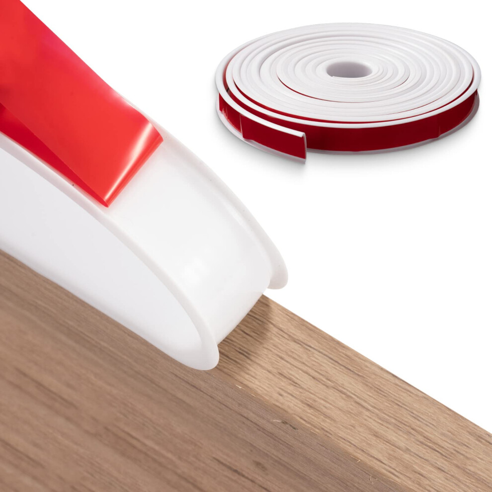 Fakilo 5M40mm U-Shape Flexible Furniture Edge Banding, White Tpe Self Adhesive Veneer Edging Strip Edge Protector