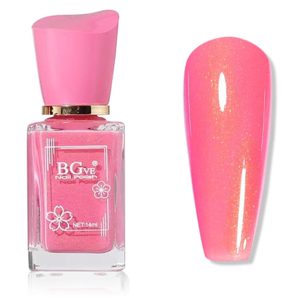 Nlfox Pink Glitter Nail Varnish - Bright Nail Polish - Shimmer Nail Polish Quick Dry - 60 Seconds Nail Varnish No Bake