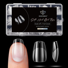 Modelones XS Coffin Nail Tips -510Pcs Short Nail Tips for Gel Extensions Half Matte Full Cover Clear Acrylic Gel Kit False Press on Nails Manicure