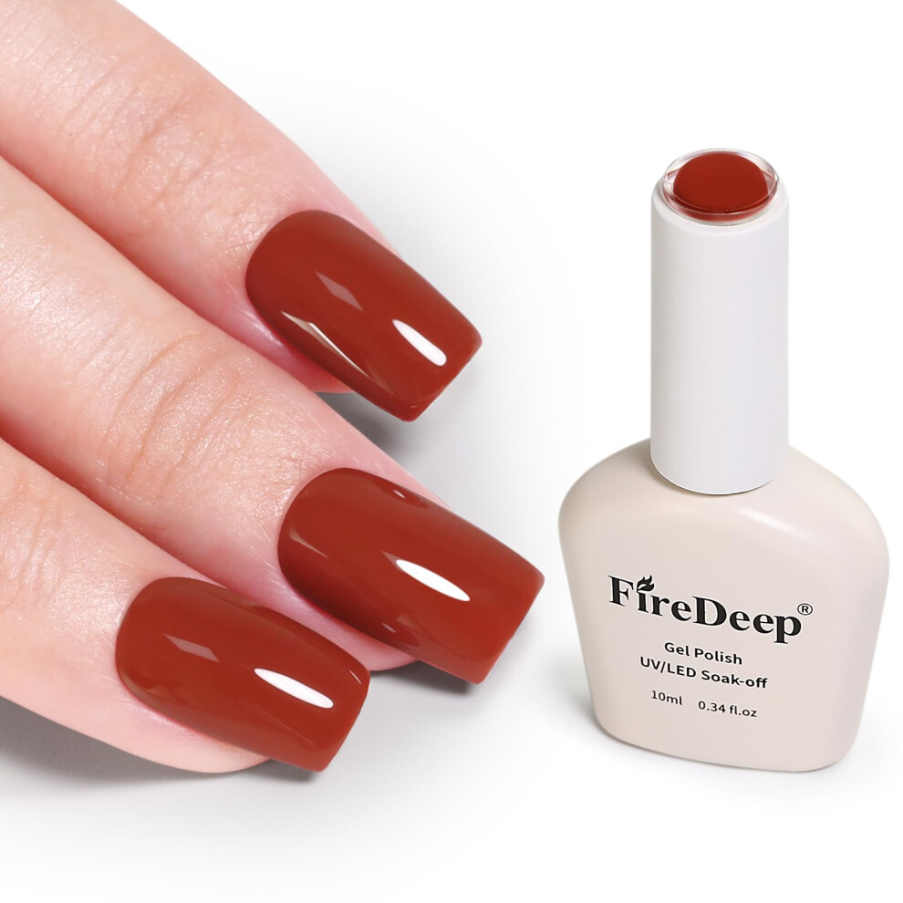 Firedeep 10Ml Hema Free Red Brown Gel Nail Polish Soak Off Long Lasting Fall Salon Diy At Home Gift For Women