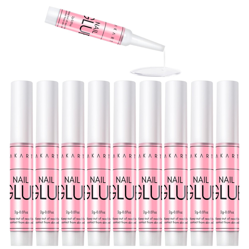 Makartt Nail Glue Extra Strong For Nail Tips, 5S Dries Quickly, 10Pcs Press On Nail Glues For Acrylic Nails And Broken Nails