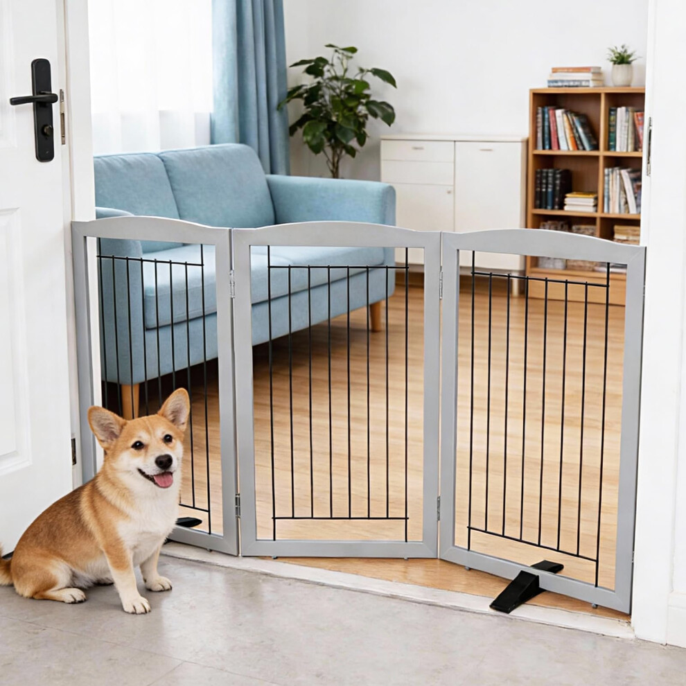 Sfjc Dog Fence Indoor,Dog Gate Indoor For Doorway Pet Gate -3-Panel Freestanding, Hallways