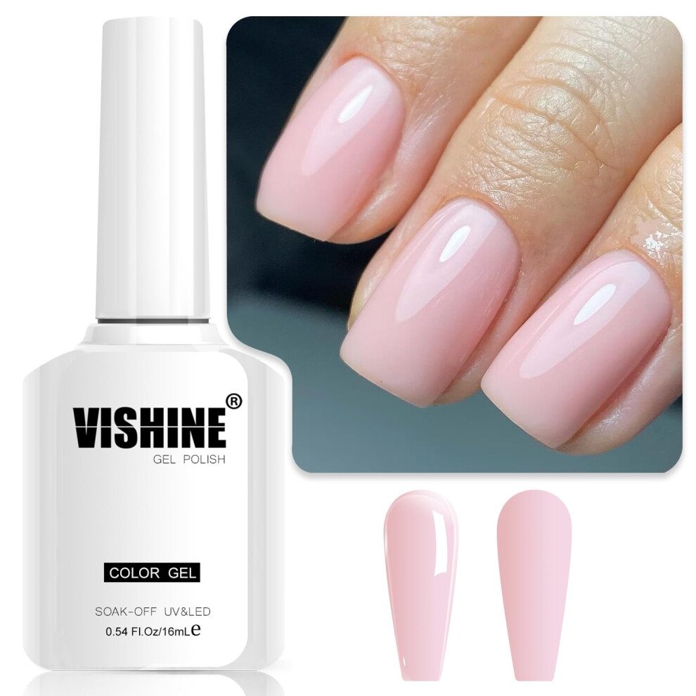 Vishine Light/Pink/White Sheer Gel Nail Polish, 16Ml Jelly Milky Peach Translucent Uv Cure Gel Polish For Nail Art Diy Manicure And Pedicure At