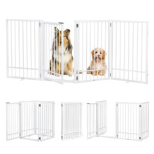 HIDOG Metal Freestanding Dog Gate with Door, Extra Wide 205cm, Height 78 cm Foldable Dog Gates for Doorways, Tall Dog Fence Indoor Outdoor Pet Gates