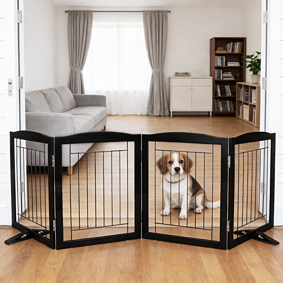 Sfjc Dog Fence Indoor,Dog Gate Indoor For Doorway Pet Gate -4-Panel Freestanding, Hallways