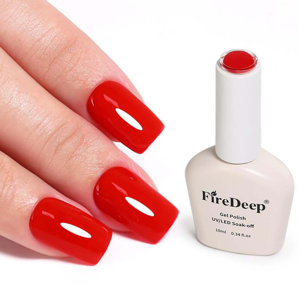 Firedeep 10Ml Red Gel Nail Polish Hema Free Soak Off Classic Salon Gift For Women