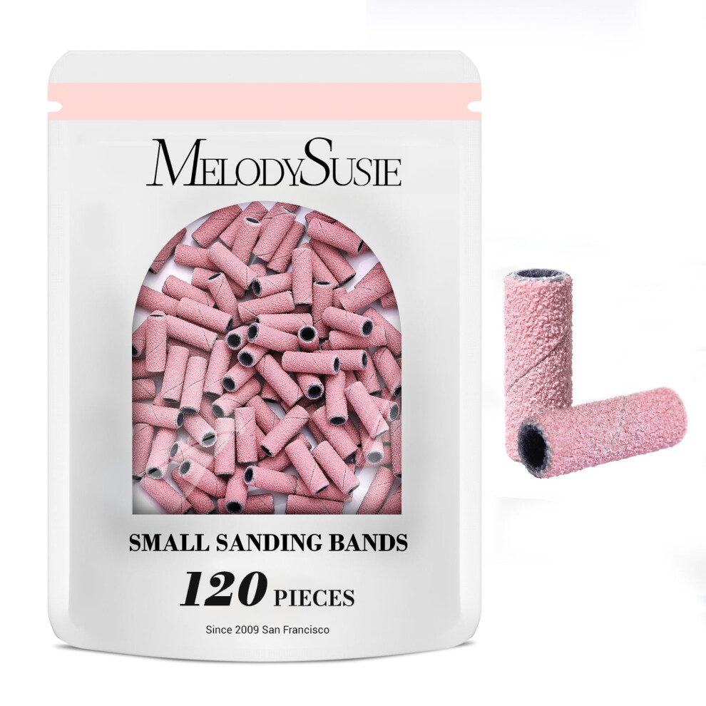 Melodysusie 120 Pcs Nail Drill Bits Small Sanding Bands For 3.1Mm Small Mandrel Bit