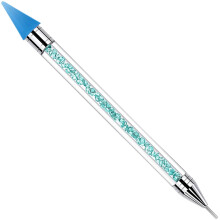 Dual-Ended Rhinestone Picker Dotting Pen For Nail Art - Wax Pencil With Blue Handle, Perfect For Picking Up Jewel Gems, Crystals And Studs, Blue