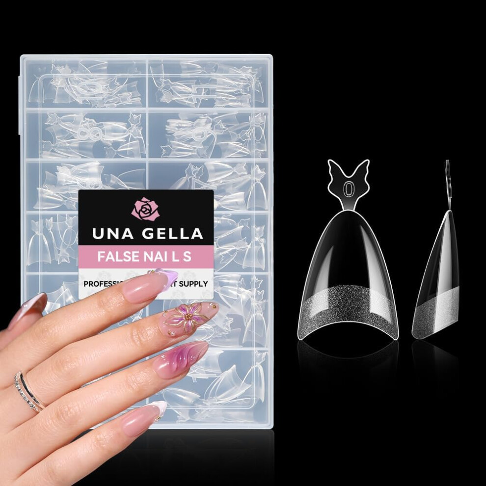 Una Gella Almond Nail Tips 216Pcs Medium Almond False Nails Half Cover Fake Nails Clear Press On Nails Acrylic Gel Nails Extensions Art Home Salon 12