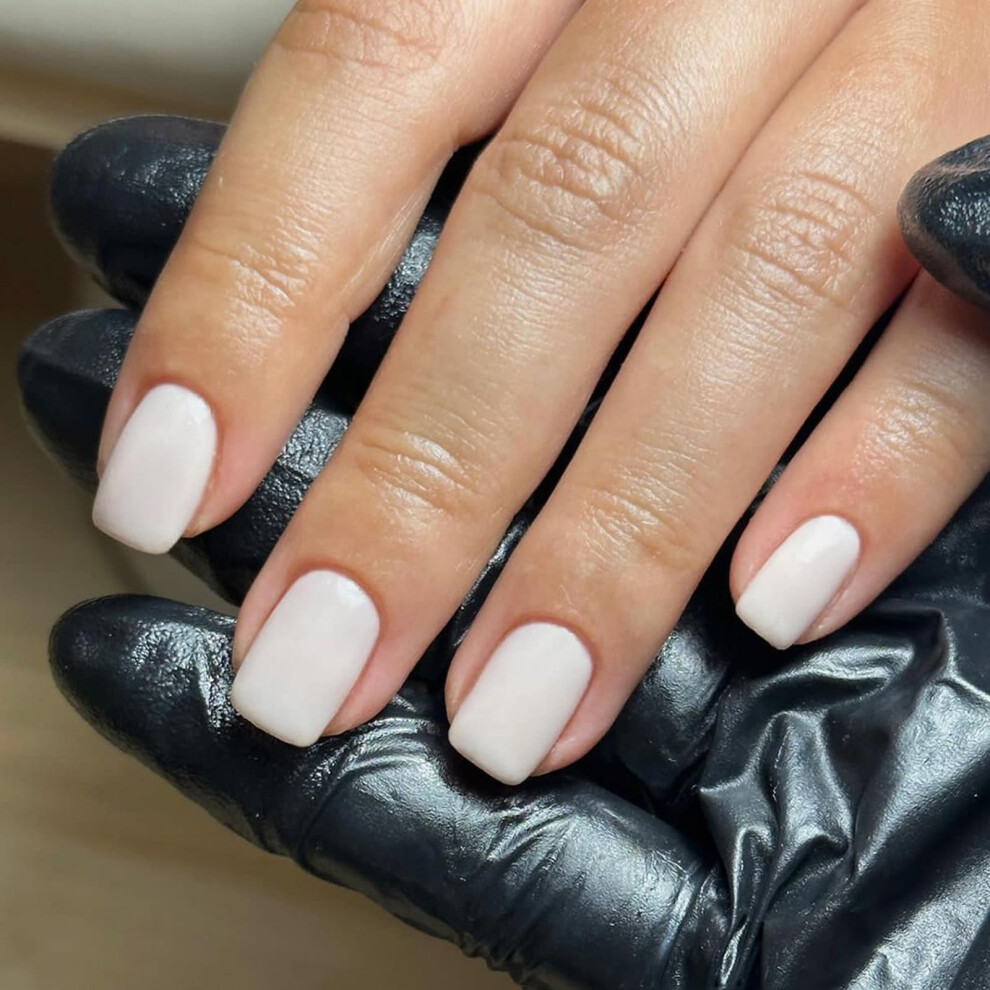 Nlfox White French False Nails - Press On Nails - 24Pcs Pure Acrylic Short Stick On Nails With Glue